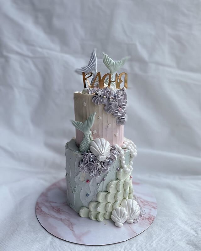 Dreamy Pastel mermaid 2 tier cake 🧜🏻&zwj;♀️