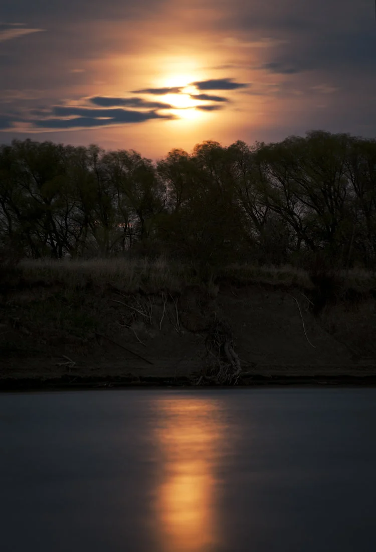 Late at night the moon illuminates the landscape