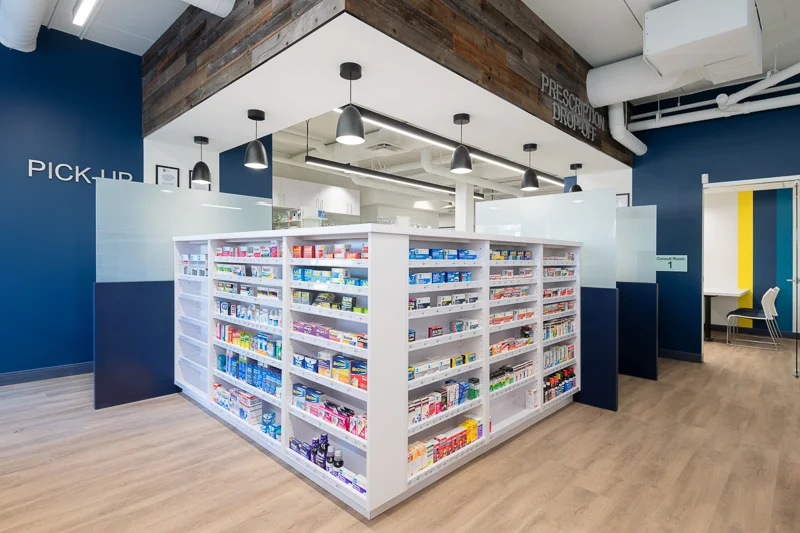 Pharmacy front counter.