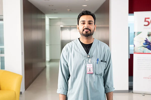 A researcher in the lobby