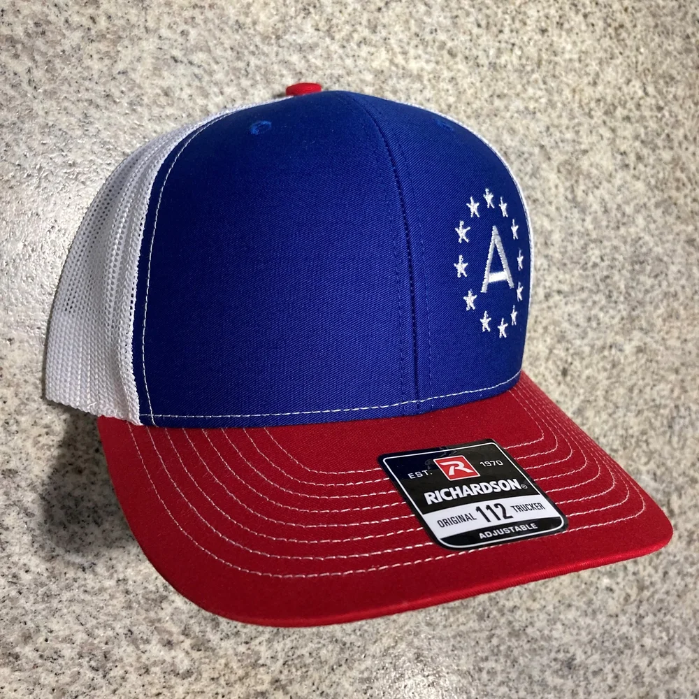 ATLAS SnapBack Trucker Hat: All-Star, Red, White and Blue