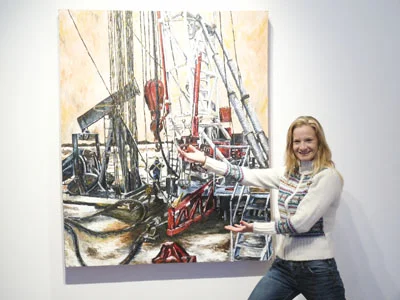 Nicole Myker presenting one of her works. (Tye Dandridge-Evancio / The Quill)