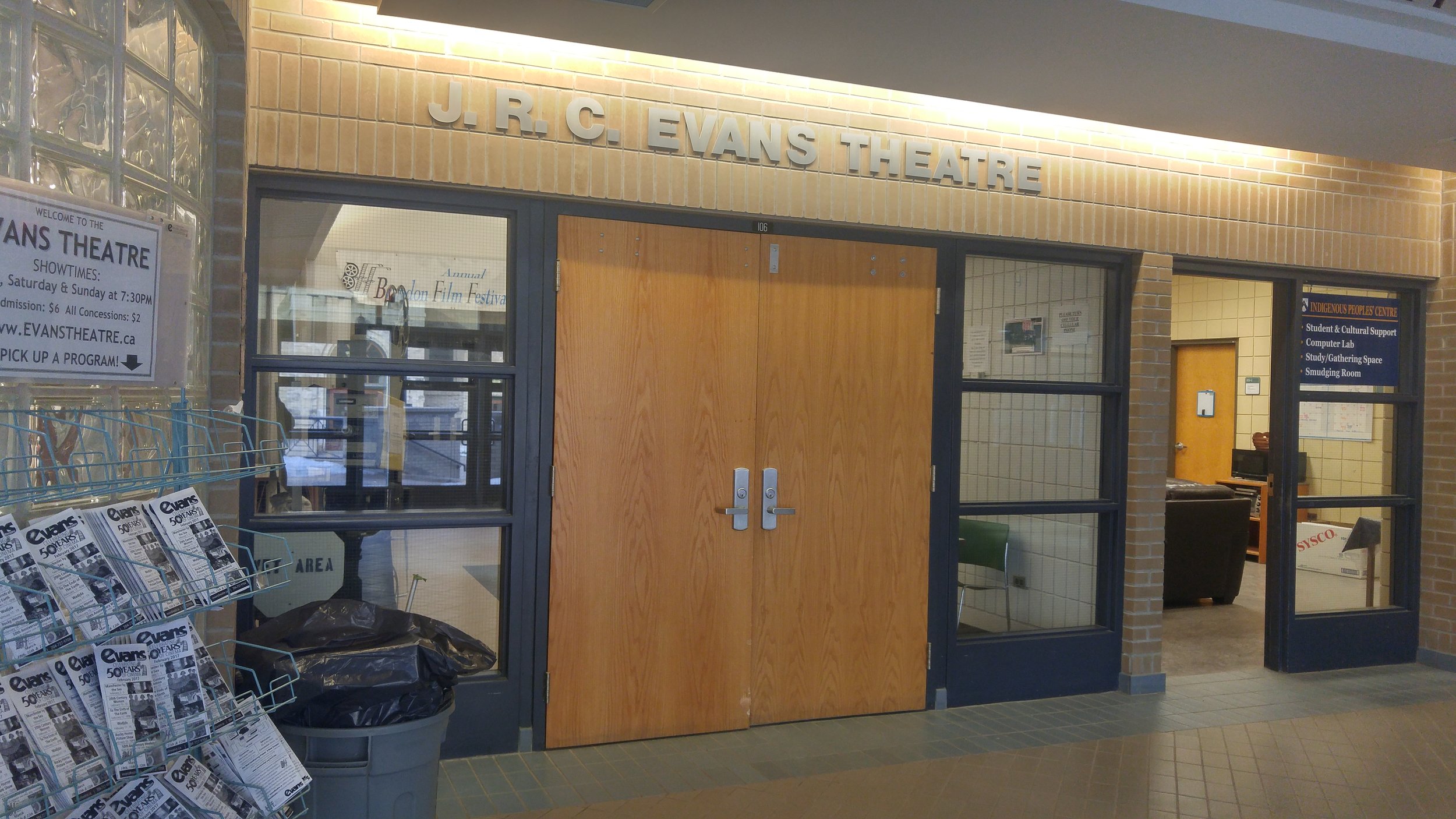 The entrance to the Evans Theatre. (Credit: Ashlyn Pearce/The Quill)