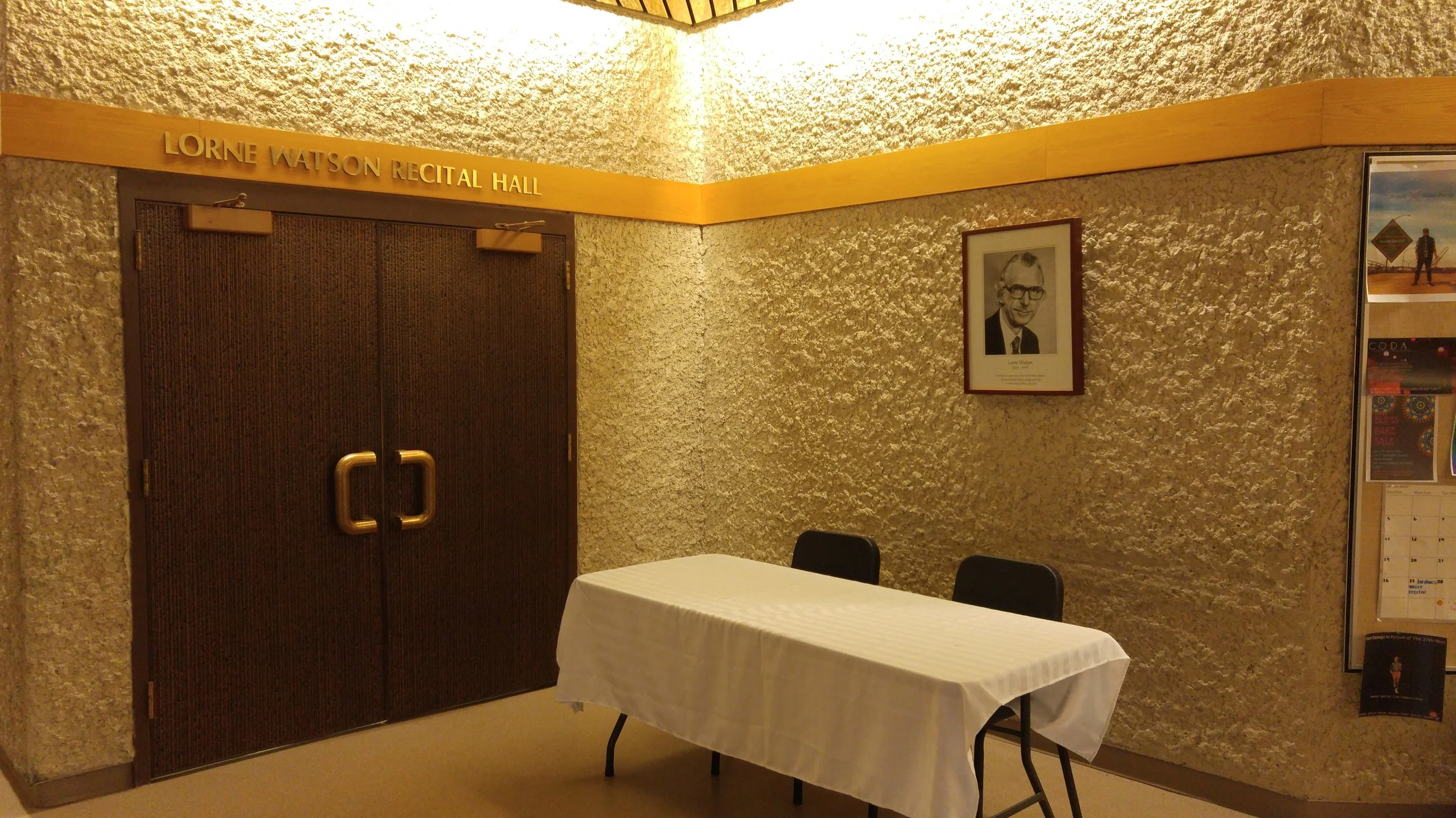 Entrance to the Lorne Watson Recital Hall. (Credit: Logan Praznik/The Quill)