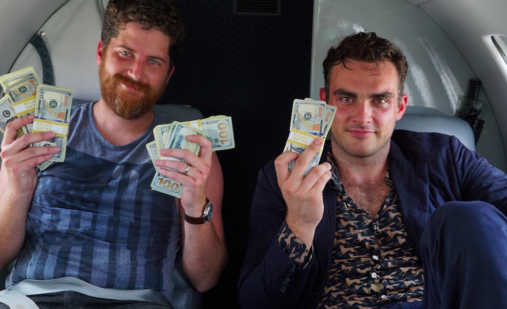 Lee Wilson, Co-Founder of Waco Escape Rooms, and Hilmar Skagfield after winning the $250,000 prize on CBS's Hunted
