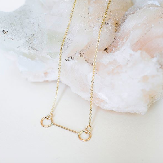 The Como Necklace, available with a 17” or 19” chain. Photograph from EM Jewelry + Design.