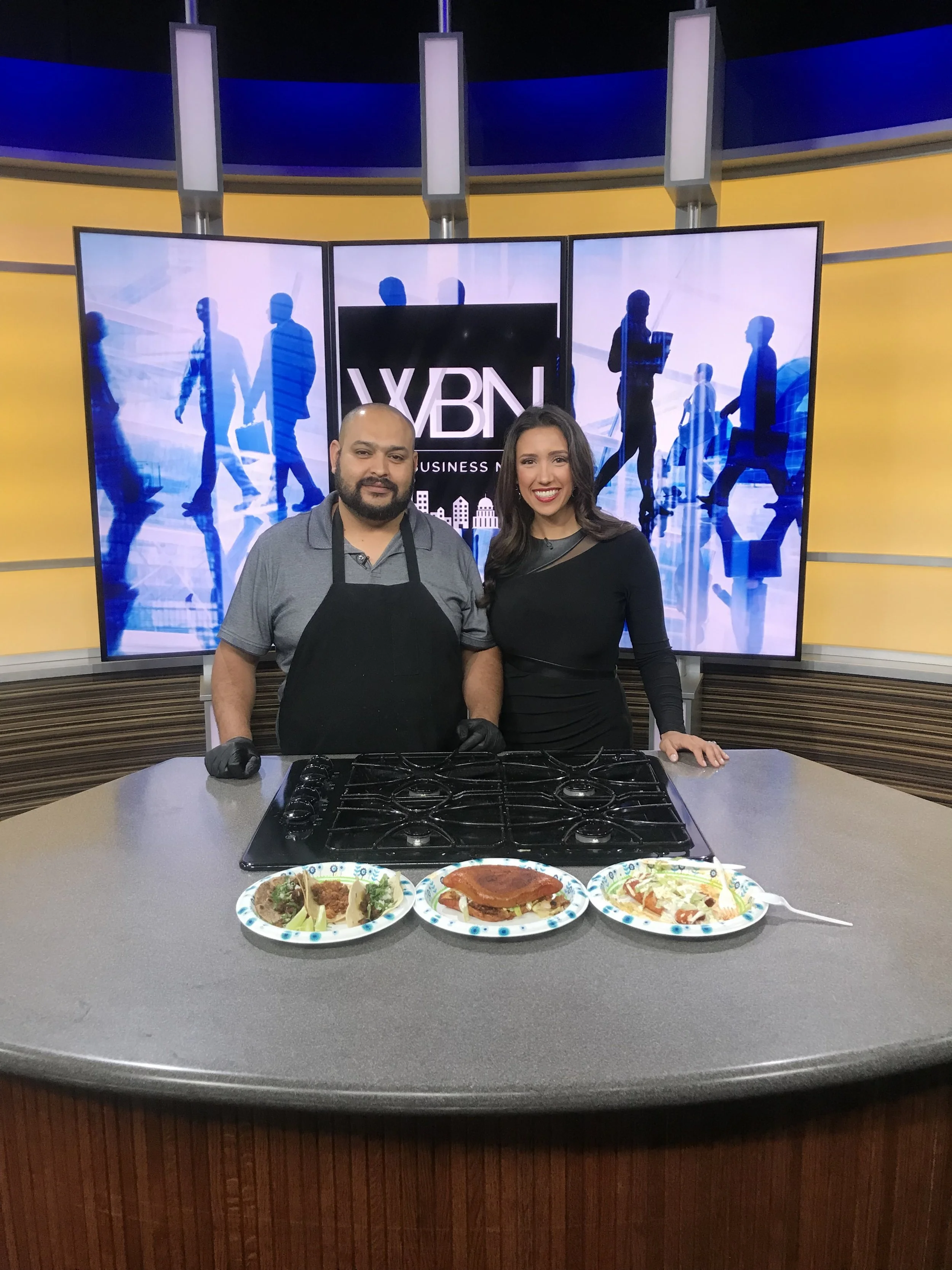 Erick Gama and Taina Maya on set of KWTX’s The Morning Buzz