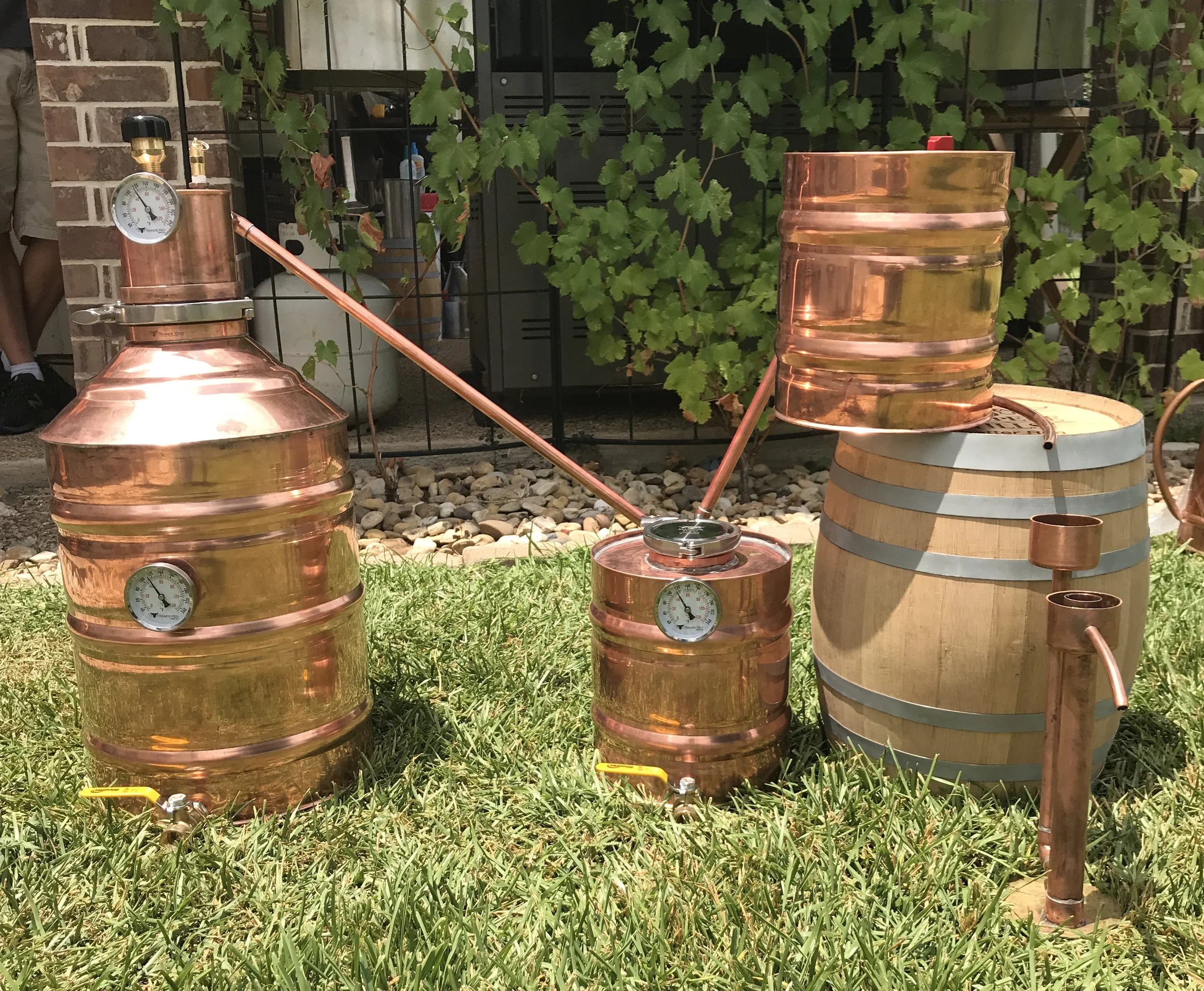 A copper still setup from Stampede Stills, based in Hewitt.