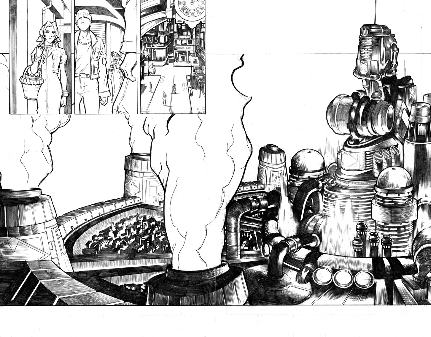 Final Fantasy pages 2-3 double page spread
