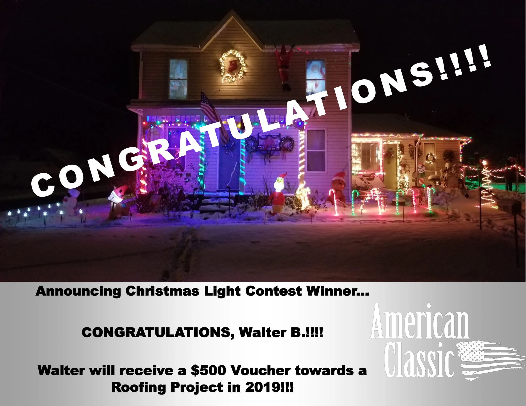 Congratulations to the Christmas Light Contest Winner!