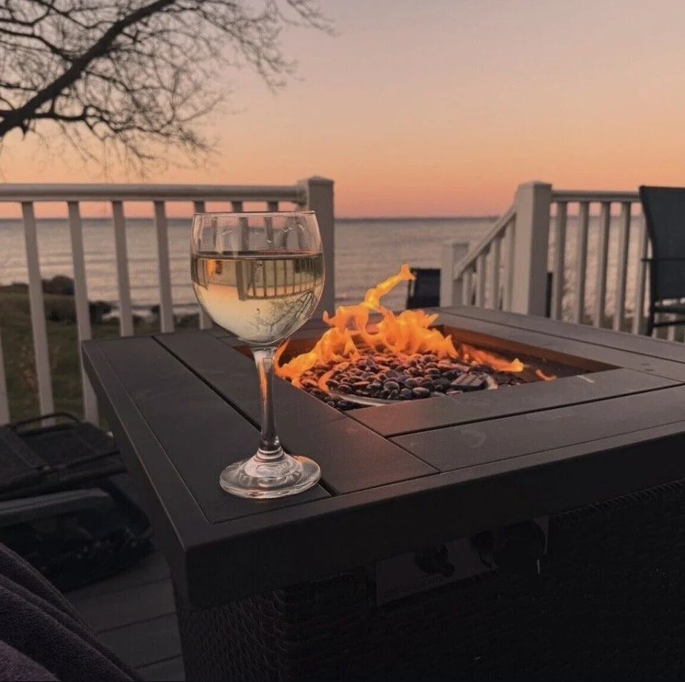 Gas firepit on the deck