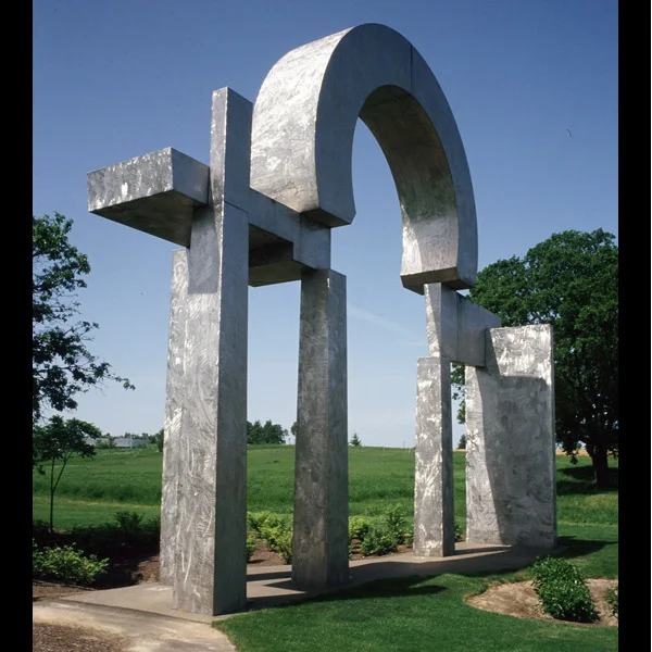 Arch with Oaks Stainless steel, 48' high, 1985. Sited at the Cornell Oaks Corporate Center, Beaverton, Oregon.