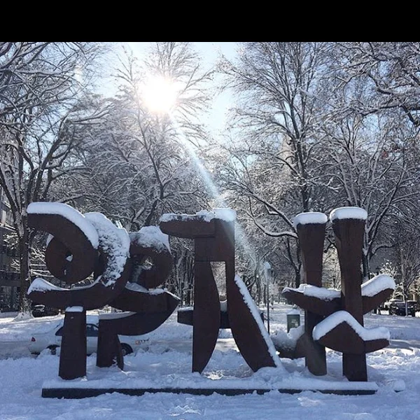 Memory '99 Corten steel, 1999. Gift of the Ford Family Founation. City of Portland, Oregon. Image courtesy Elizabeth Leach Gallery, Photographed by Ellen Dean-- on a snowy day