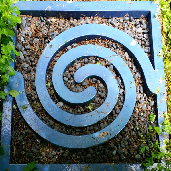 Garden spiral Welded steel and porcelain enamel,. Sited at Leland Iron Works.