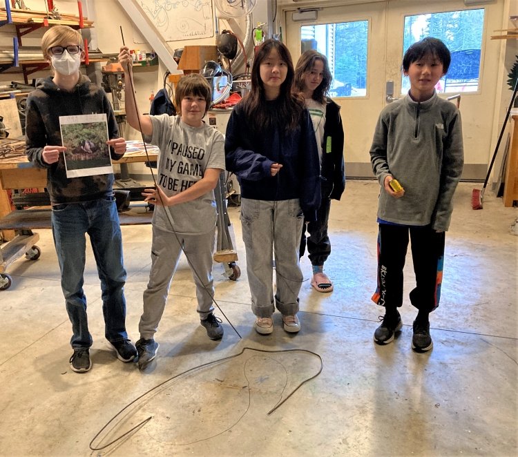  North Country School Students design the loon sculpture as part of an elective art class taught by Larry Robjent. 