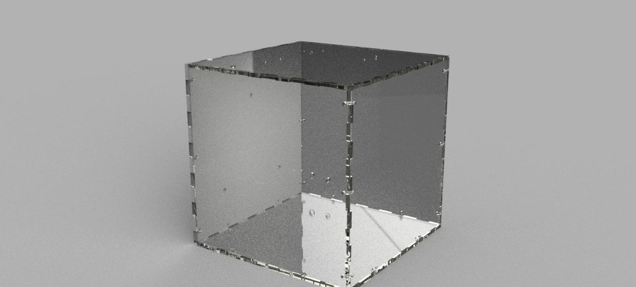 CAD rendering of the box in acrylic