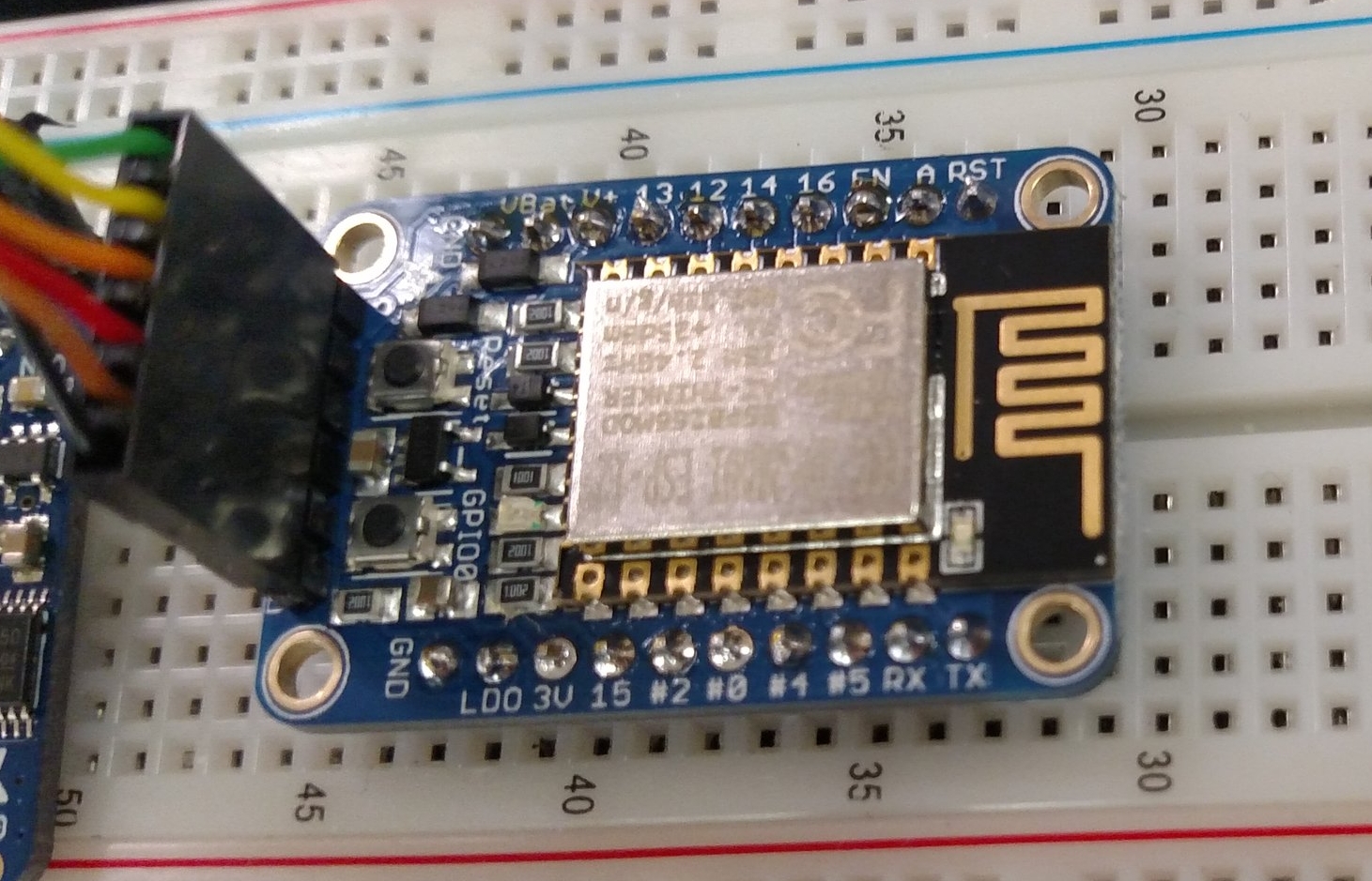 Hazzah Board being flashed using a FTDI cable&nbsp;