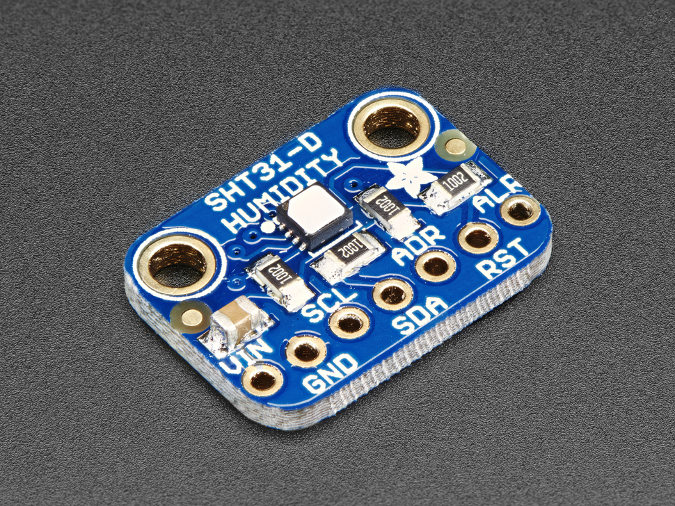  - ADAFRUIT SHT31-D Temp/Humidity SensorThis breakout allows our sensors to report back temperature (where 100 degrees F is signified by a 1) and humidity (as a percentage) values using I2C communication.  This breakout will be exposed to the outdoor environment through a small reinforced opening in the sensor housing.  