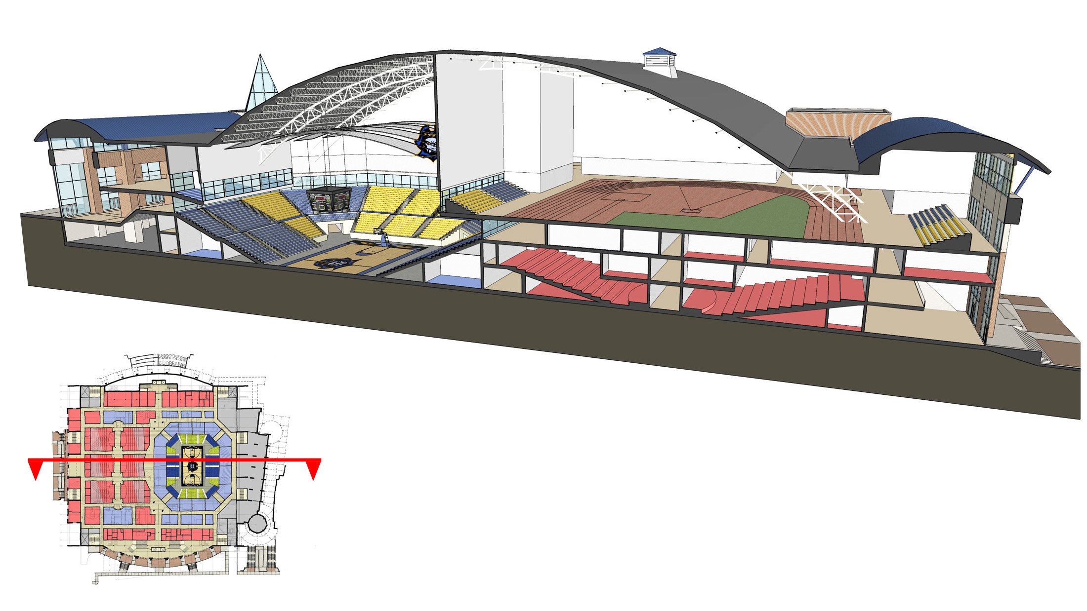 3D Building Section - North to South