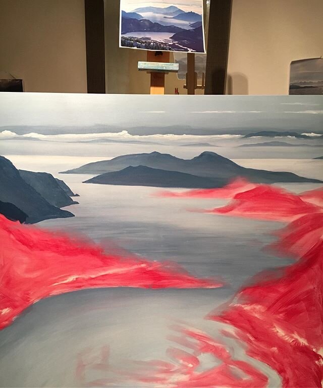 red to blue, Sea to Sky 🔴➰🔵 &bull;
&bull;
&bull;
&bull;
#WIP #squamish #artistsoninstagram 
#bcartist #bccoast #yvrart #yvrarts #canadianartist #canadianart #howesound #oceanplastic #plasticfreeocean #oceanplasticpainter #theoceanplasticpainter