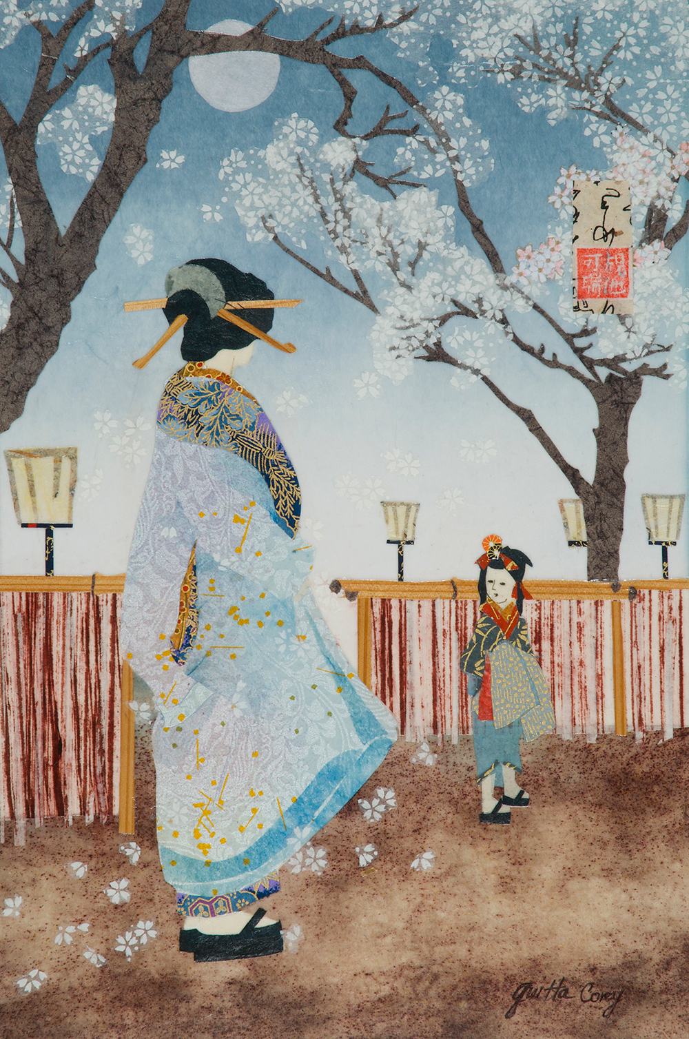 Moon Over Cherry Trees (after Yoshitoshi)