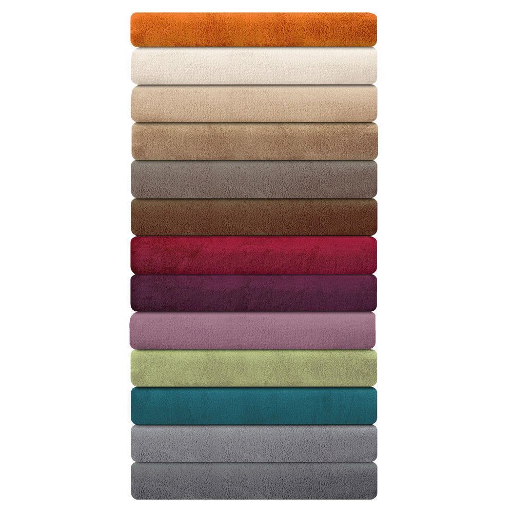 Azure IBENA Plush Solid Color Cotton Blend Throw Blanket Porto 