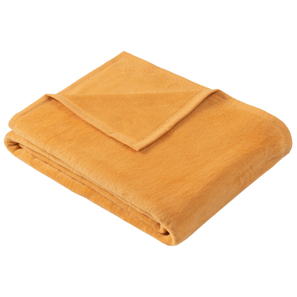 IBENA Plush Solid Color Cotton Blend Throw Blanket Porto Burnt Orange 