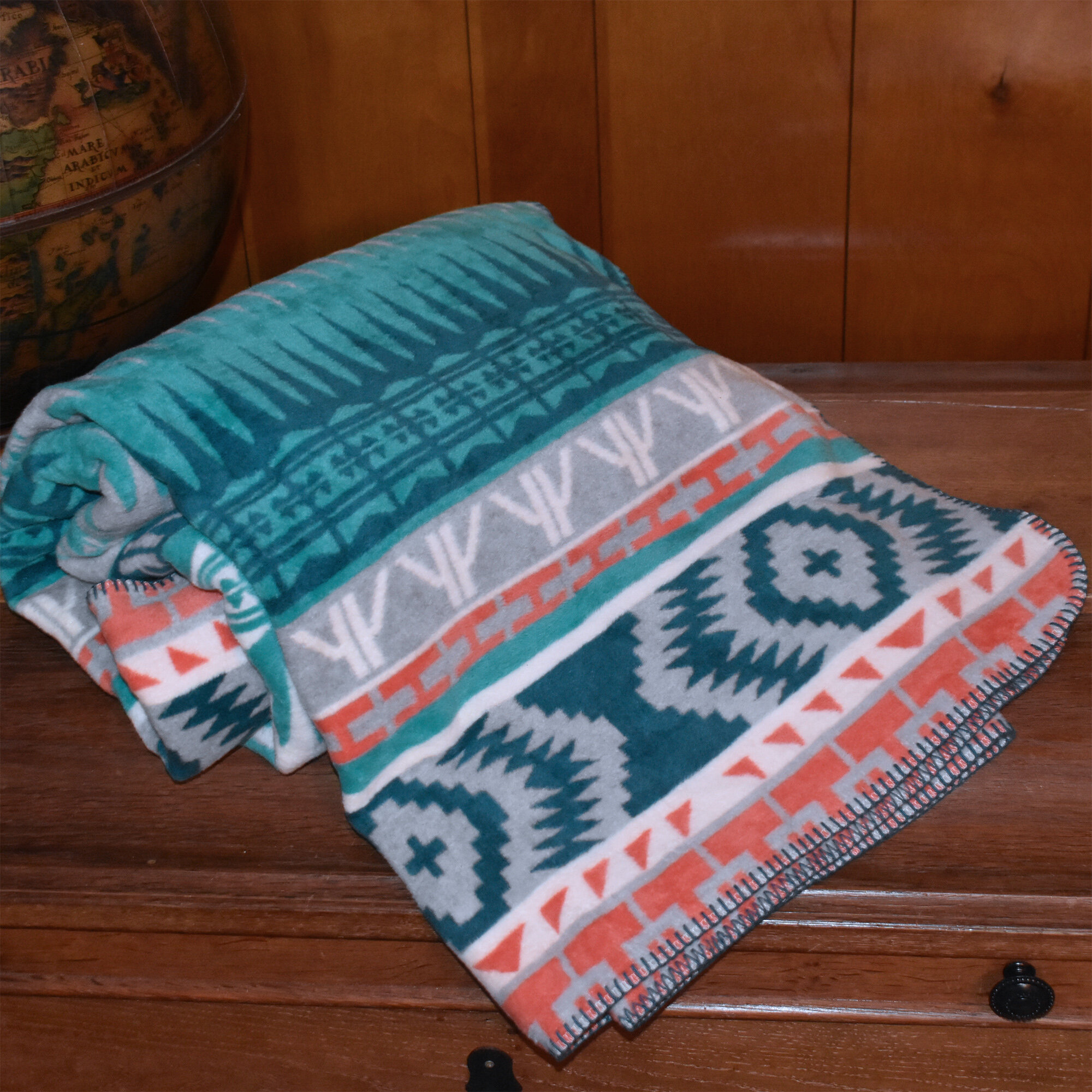 IBENA Deluxe Southwestern Jacquard Woven Cotton/ Merino Wool Throw Blanket Aztec 
