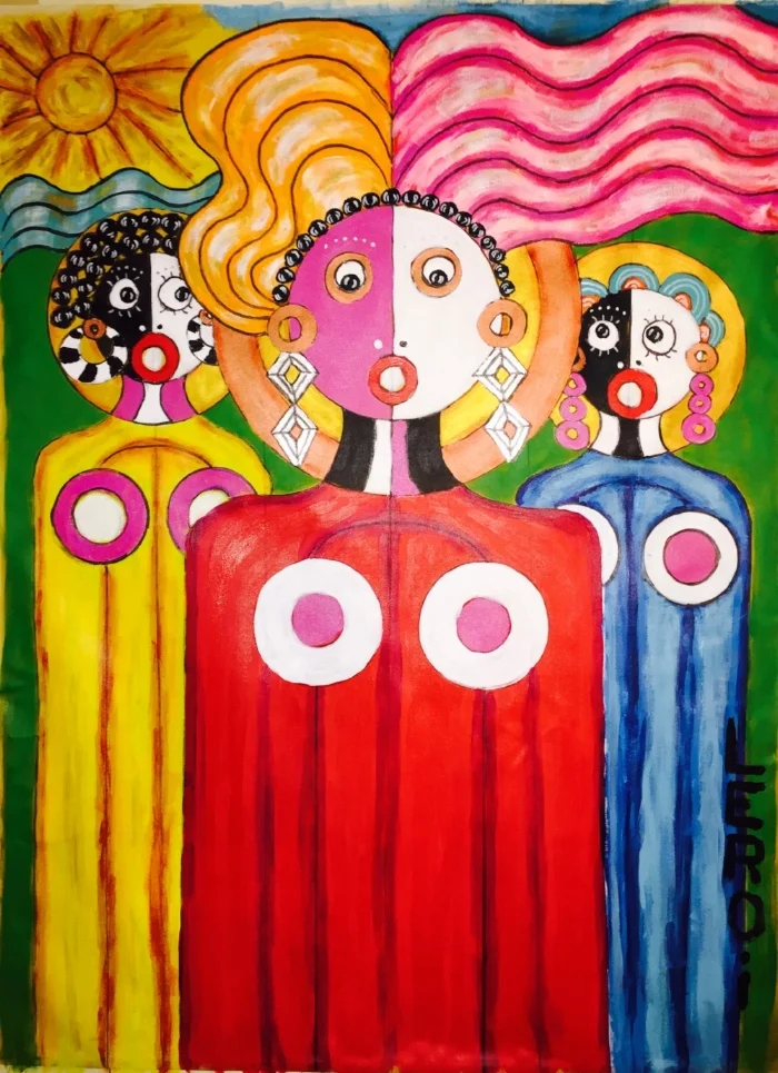  Colored People II &nbsp;  52"x 38" Oil and Acrylic on Canvas  2016       