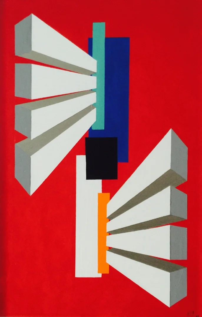  Geometric Not  36" x 23" Acrylic on Canvas  1980 