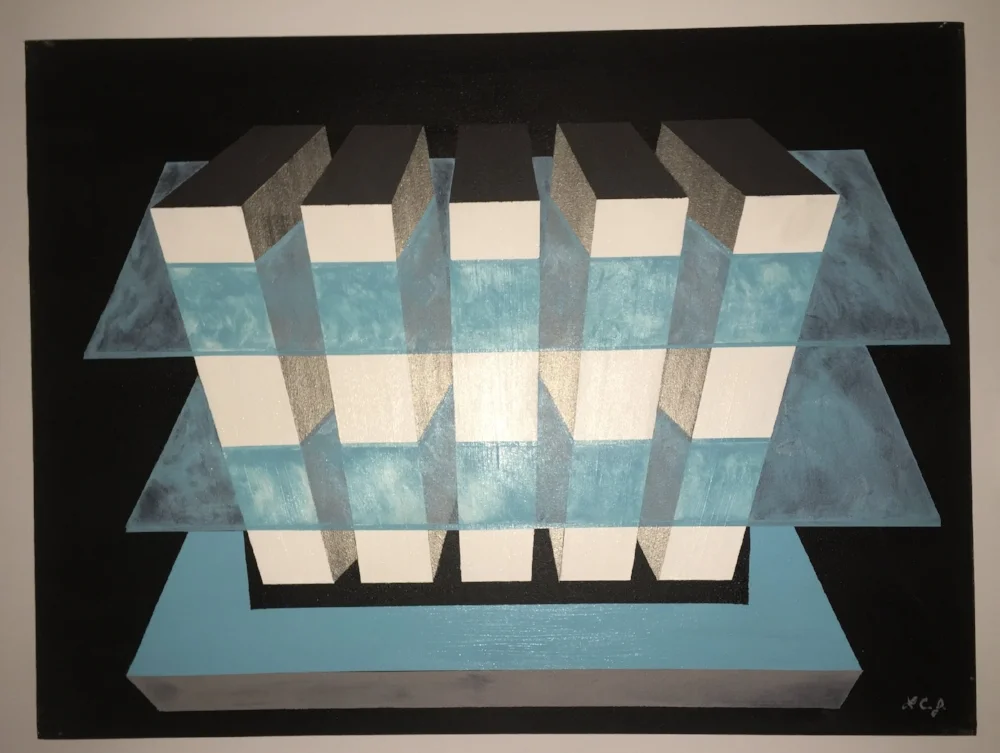  The Glass Building  40" x 30" Acrylic on Canvas  1980 