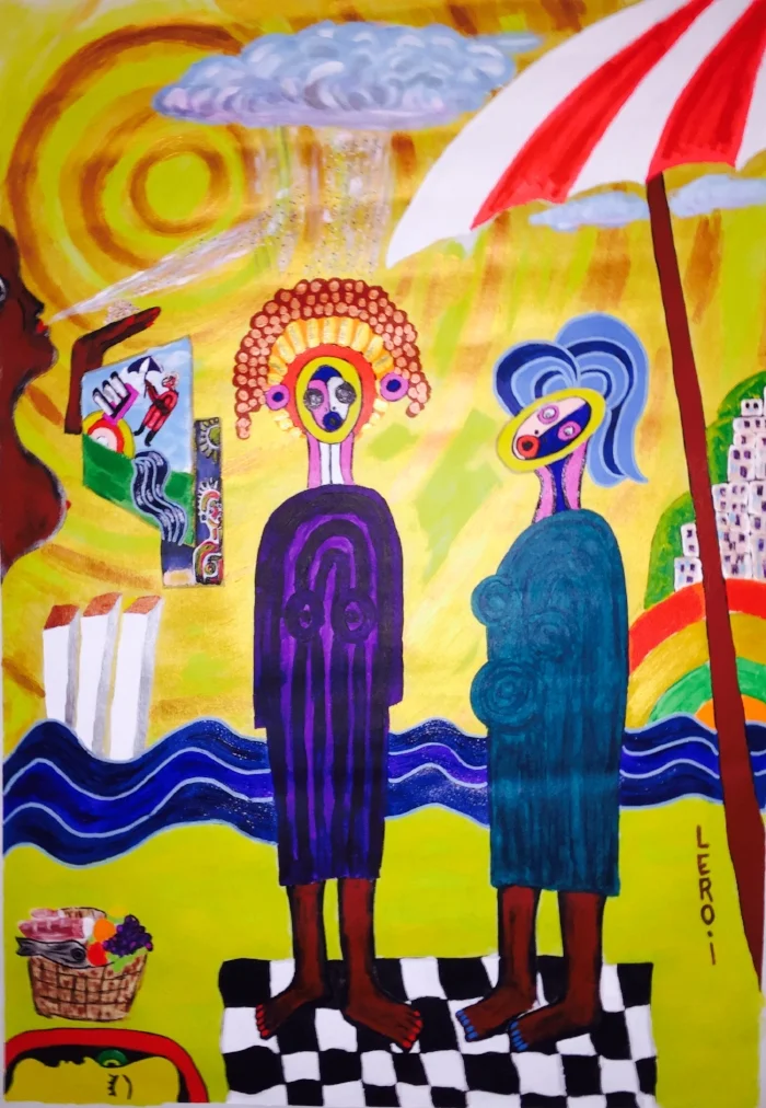  Colored People Picnicking&nbsp;  45" X 32" &nbsp;Oil and Acrylic on Canvas  2004 