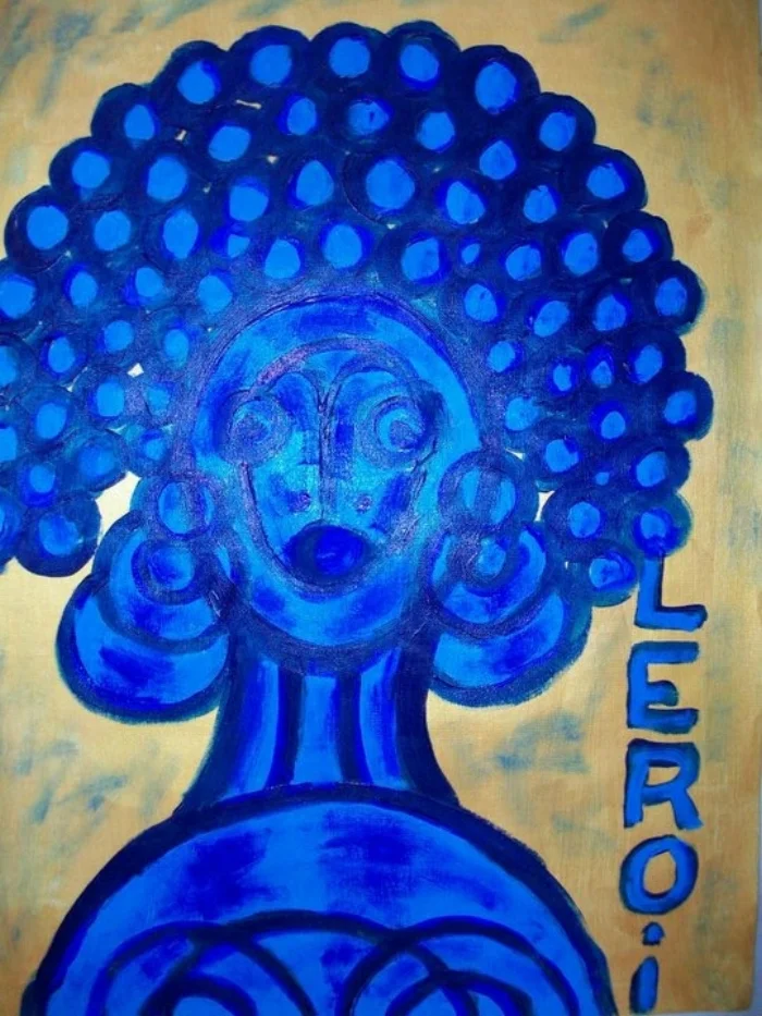  Blue Bubble Head  20" X 16" Acrylic on Paper       
