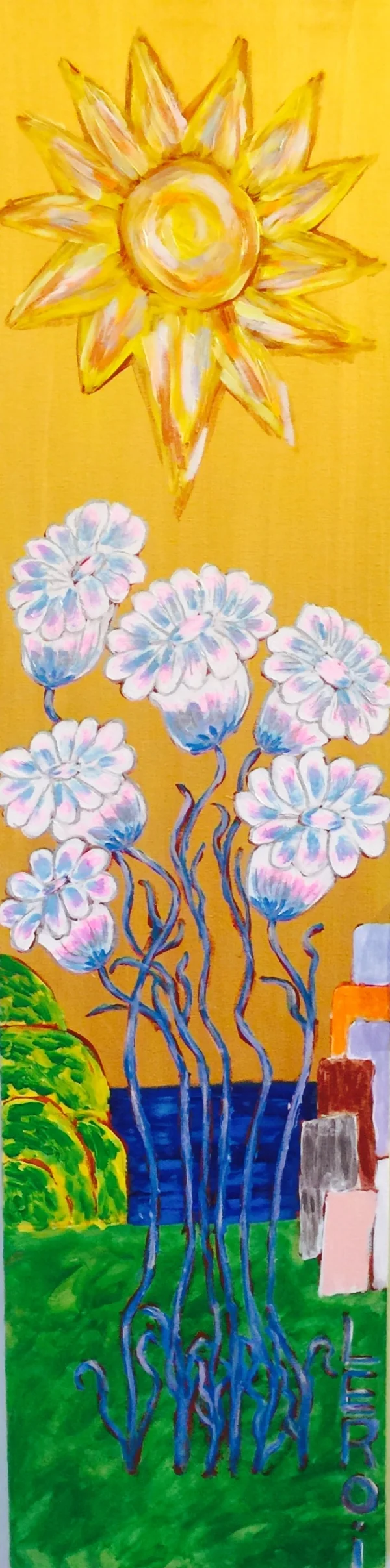  Flowers V  48" X 12" &nbsp;Acrylic on Canvas  2005 