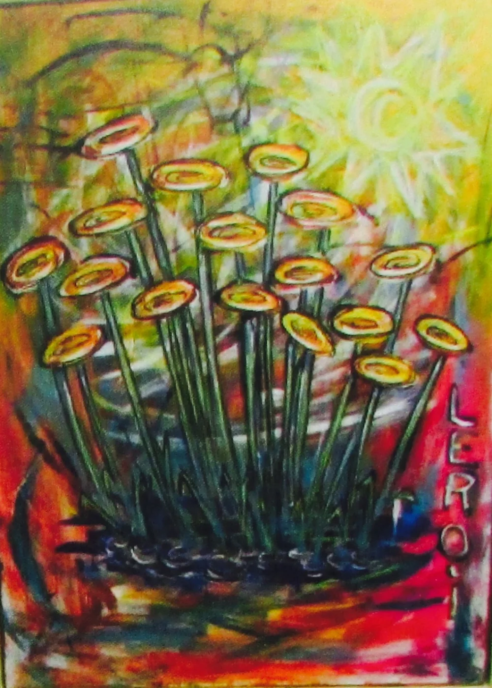  Flowers III  30" X 20" &nbsp;Acrylic on Canvas  2000 NFS Collection of Roswell Park Cancer Institute&nbsp; 