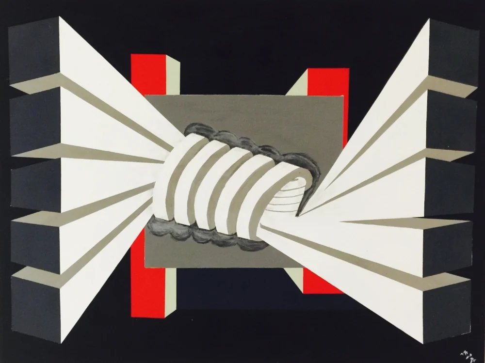  Twisted City  54" X 71" Acrylic on Canvas  1997 NFS Collection of Canisius College.    
