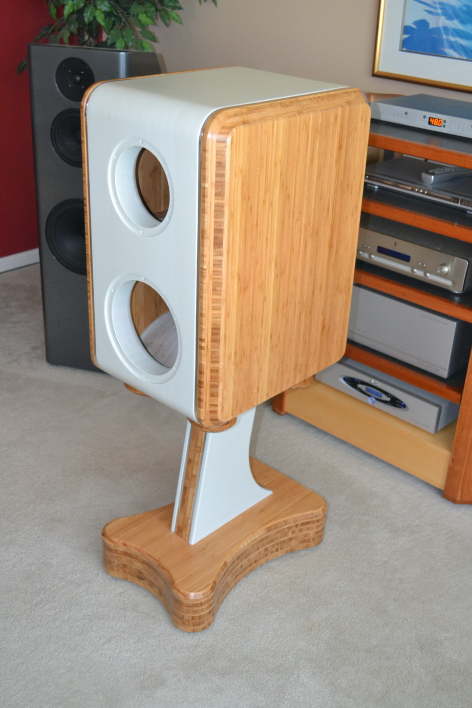 Finished cabinet on stand, front view