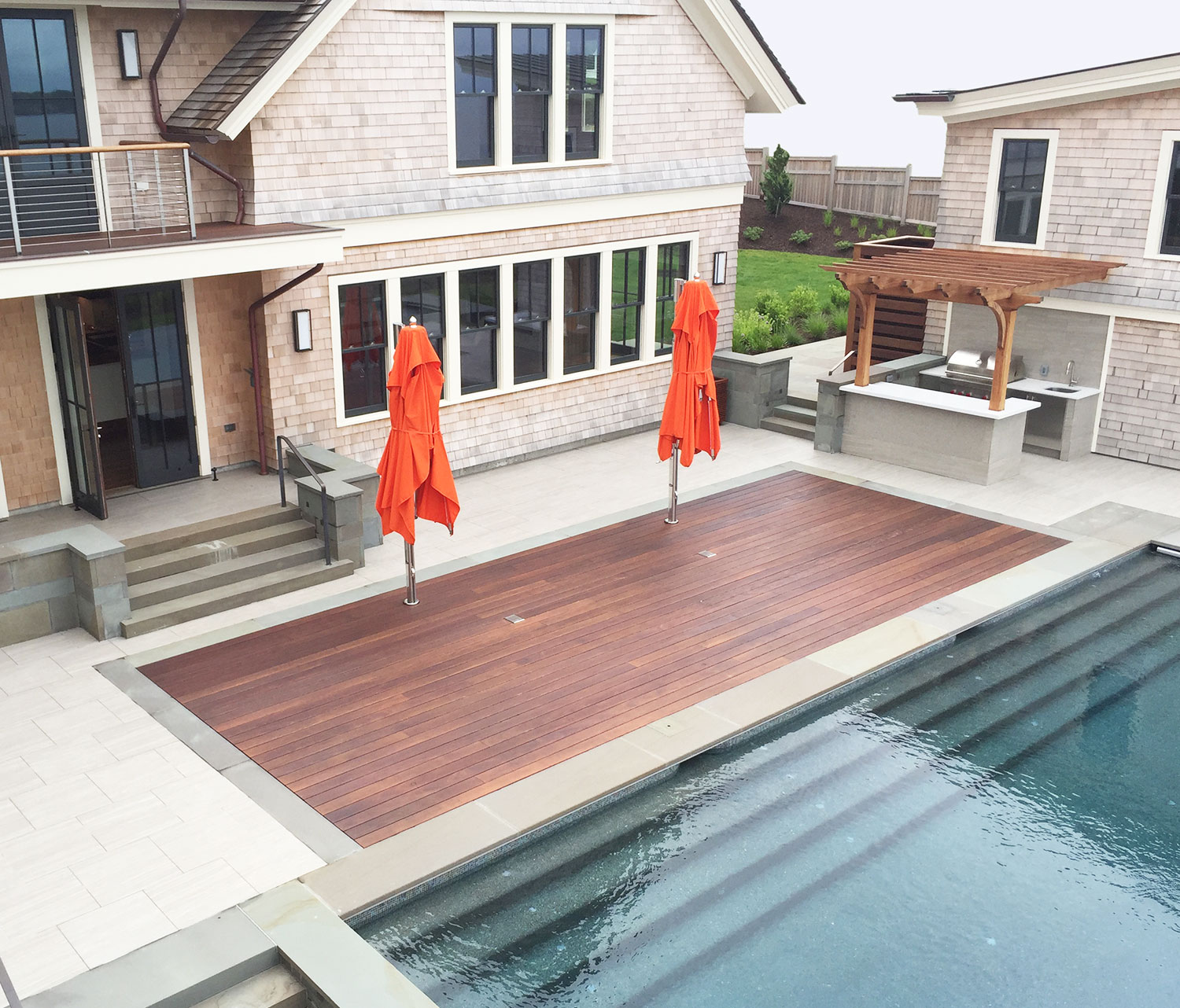 Ipe Decking Inlayed in Stone
