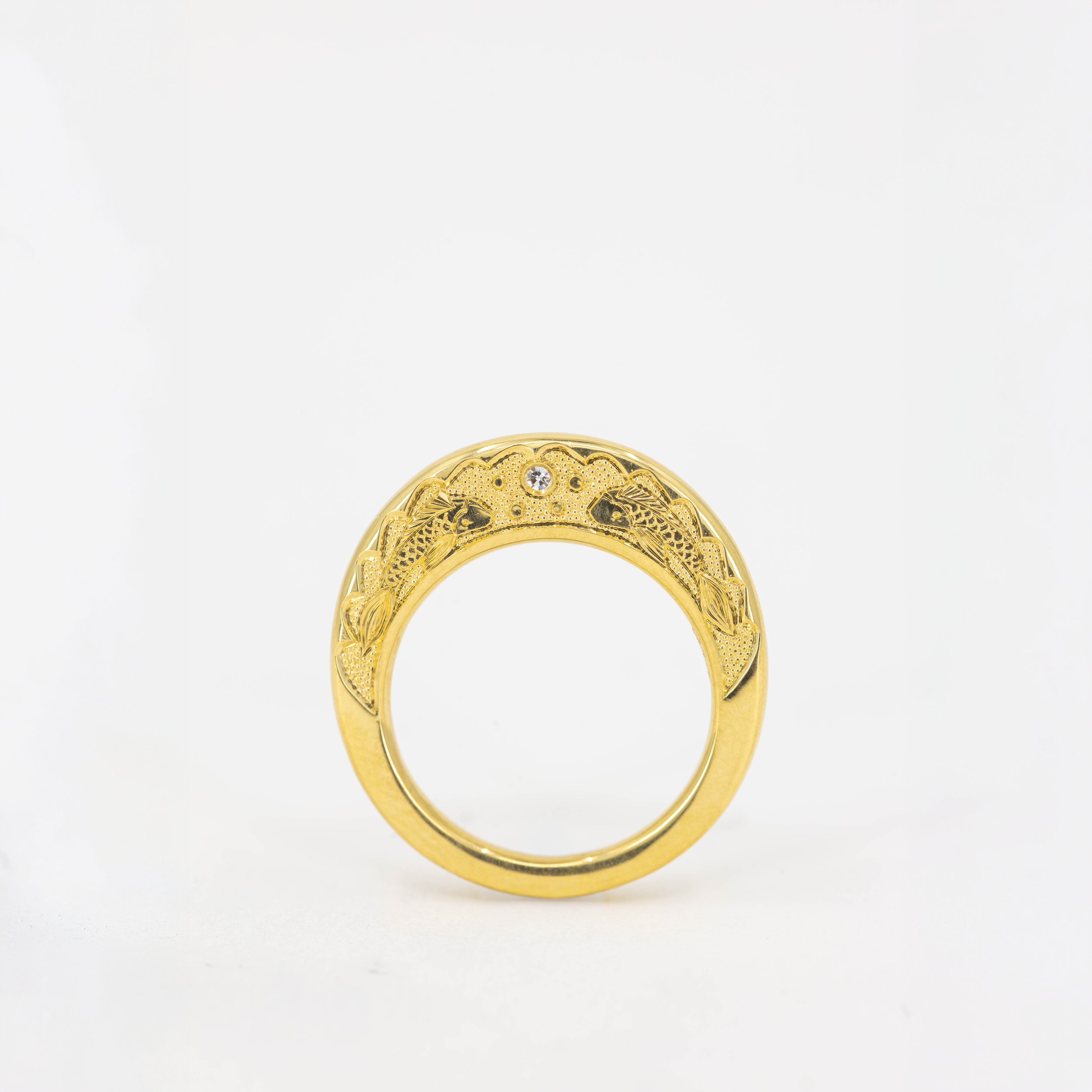 Hag Stone Ring Slim Engraved