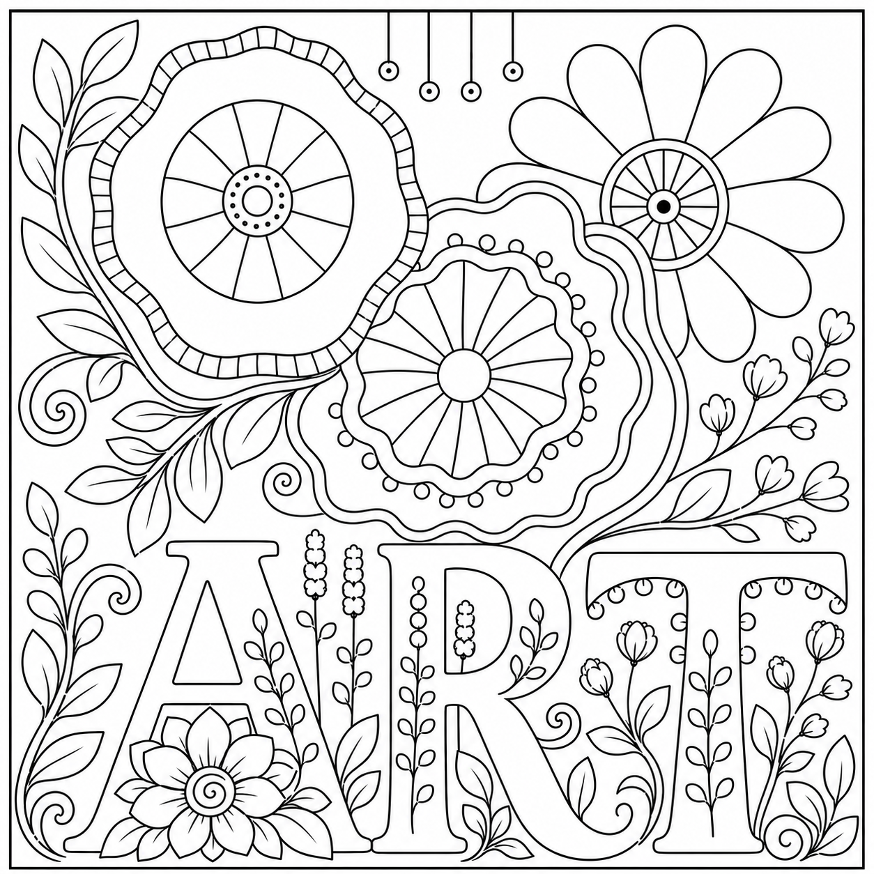 Art & Flower Mandala Coloring Page