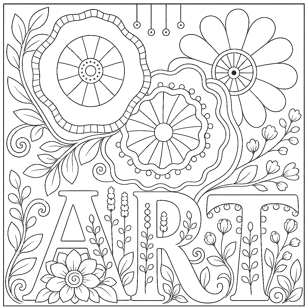 Art & Flower Mandala Coloring Page