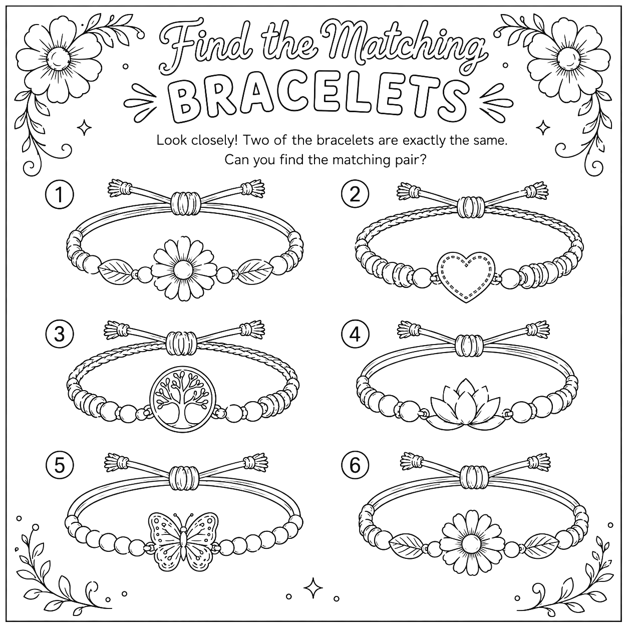 Matching Bracelets Activity Page