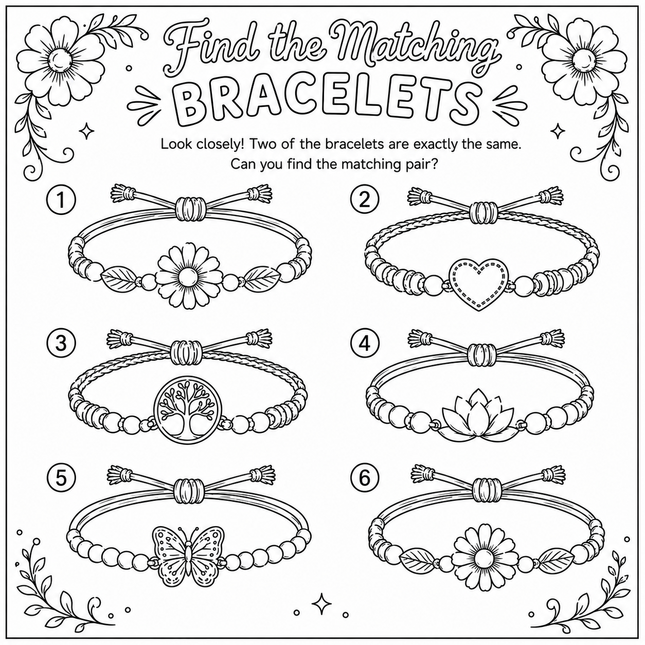 Matching Bracelets Activity Page
