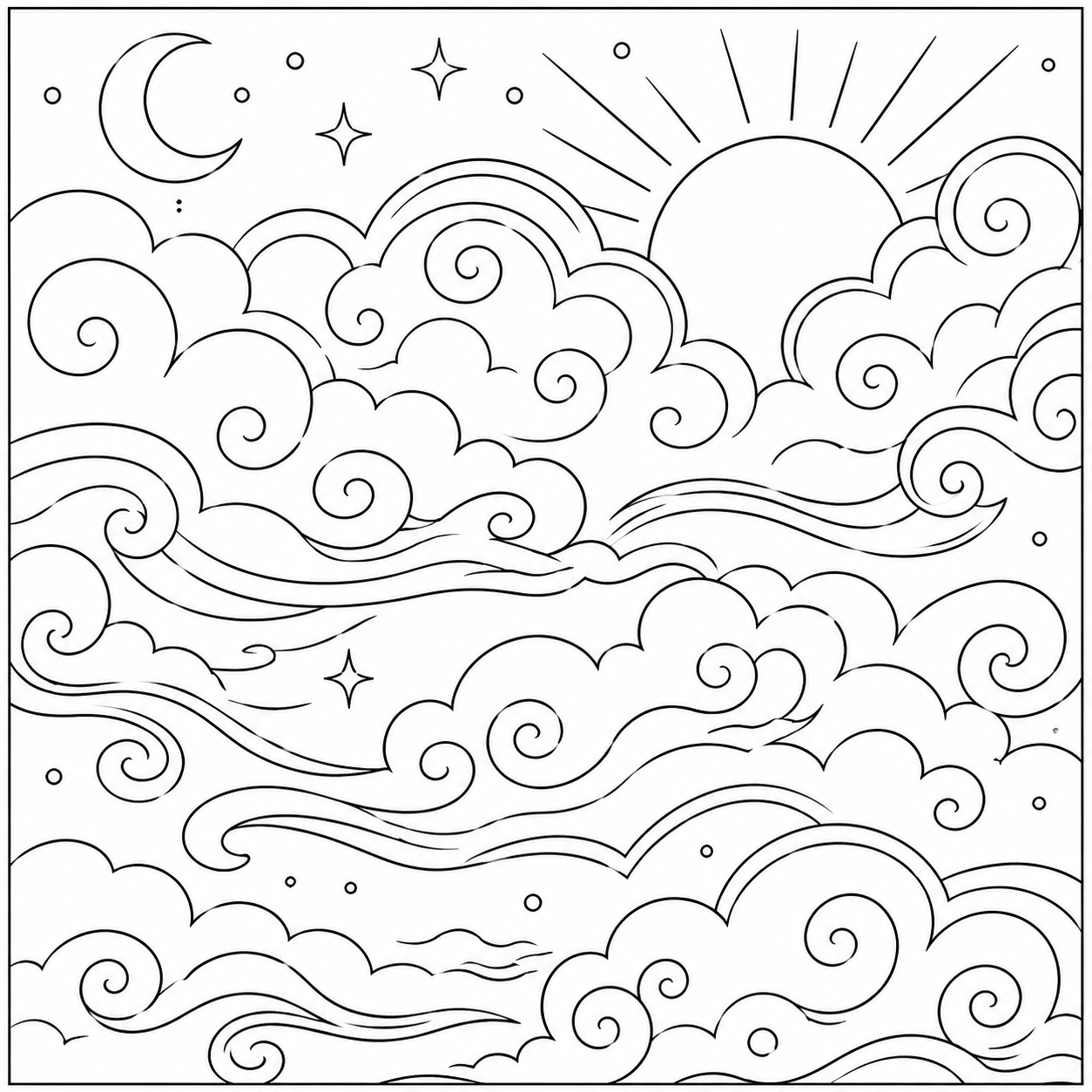 Moon & Sun Coloring Page
