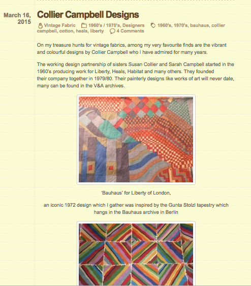 Ali Vintage Fabric, blog, March 2015
