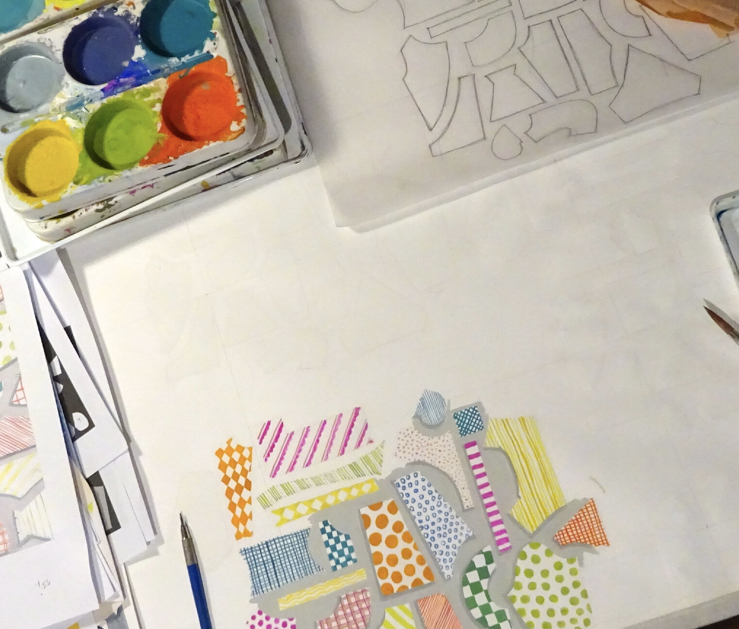 Repeat pattern making at Minerva Workshop