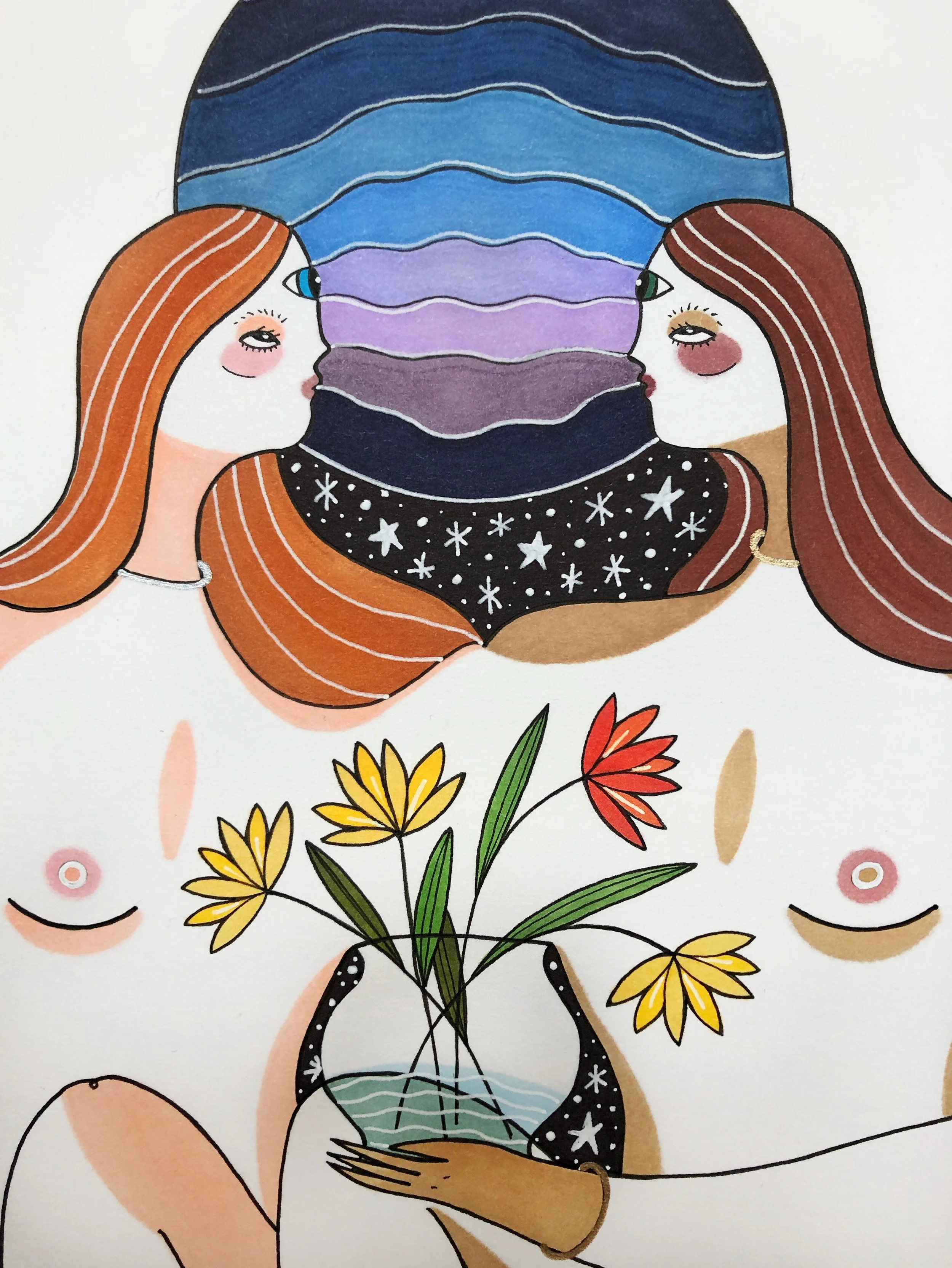 Two Spring Flowers Under the Midnight Moon 2 .jpg