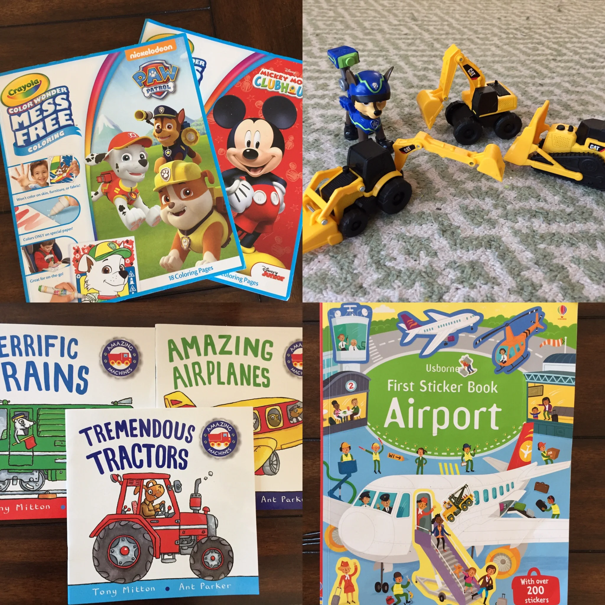 Lee's favorite things for the plane ride! 