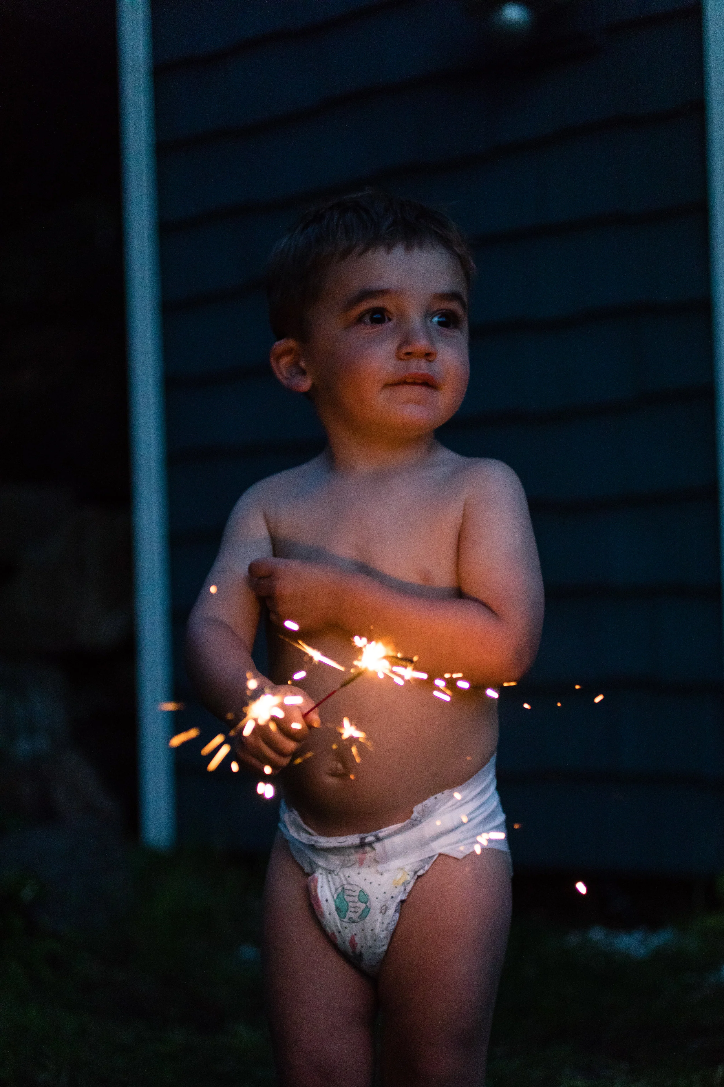 Happy Fourth of July!! Lee liked these way better than the "scary, loud" fireworks. 