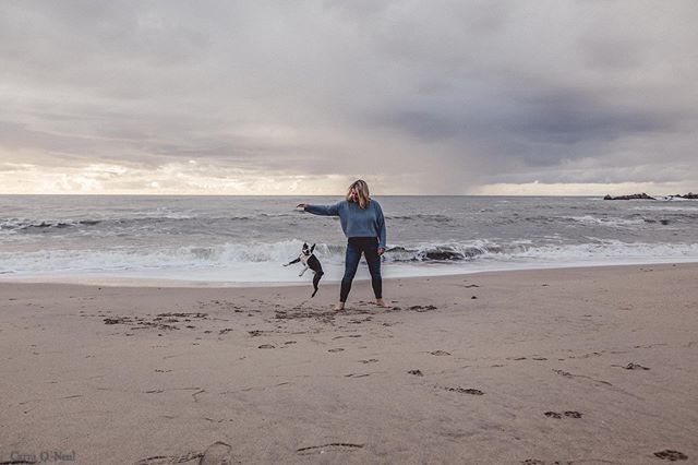 My favorite shot from this past weekend! The incomparable @elicloern and @bodeythebostonterrier on the beach in Half Moon Bay in between storms. #beachlife #dogsofinstagram #carraonealphotography #lifestylephotography